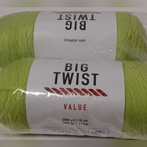 Big Twist Value Yarn in Slime Green 2 New Skeins New